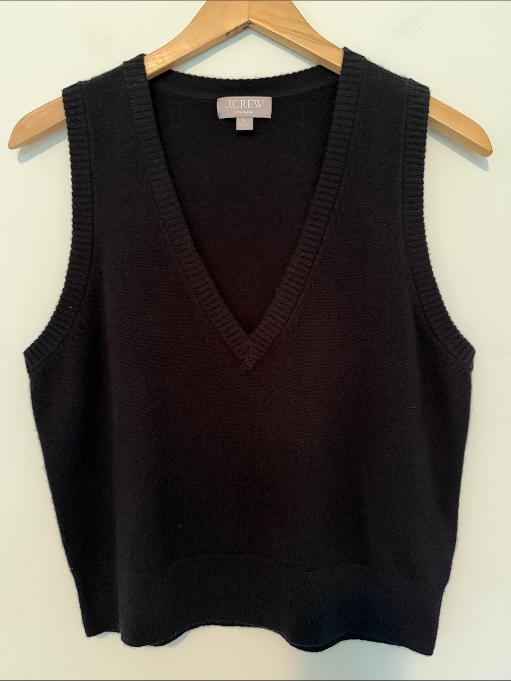 J. Crew Black V-Neck Cashmere Sweater Vest